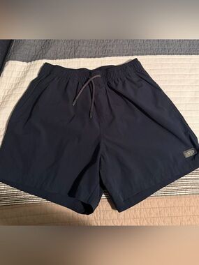 AFTCO Men’s Medium Navy Swim Trunks Fishing Shorts Drawstring